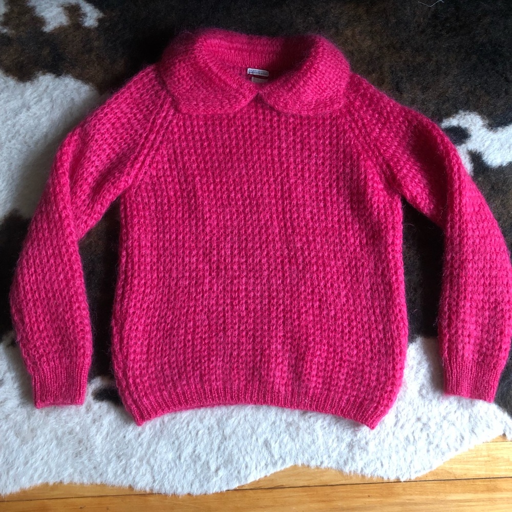 pink knit 70s vintage sweater